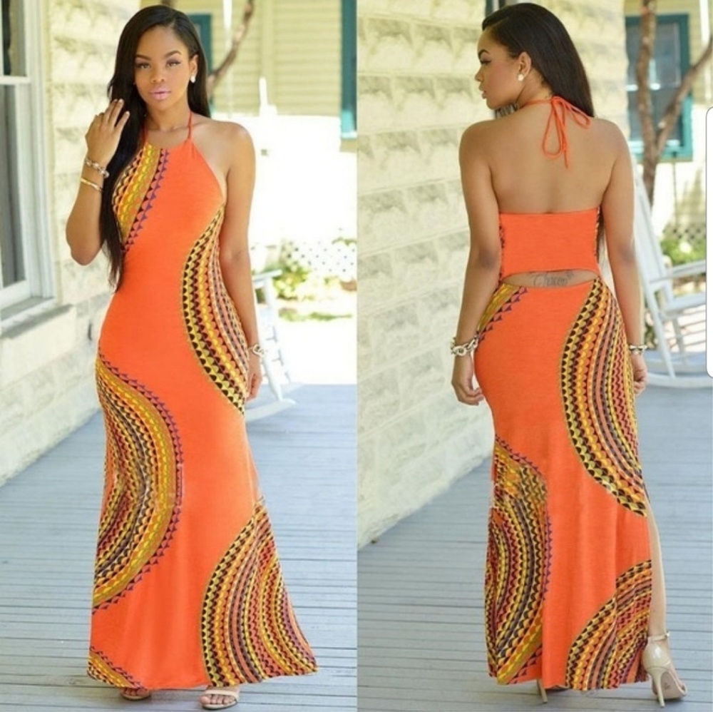 **ONLY 1 IN STOCK Orange Maxi Summer Sun Dress